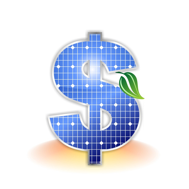 Solar panels texture, Dollar currency icon or symbol - Photo, Image