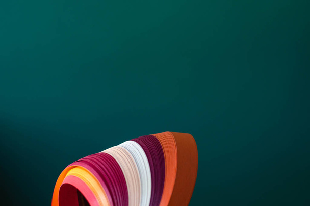 Abstract green background with orange, burgundy and white stripes. - Fotó, kép