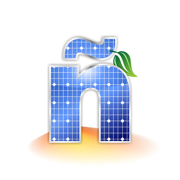 Solar panels texture, alphabet lowercase letter ñ icon or symbol - Fotó, kép