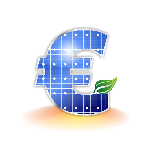 Textura de paneles solares, moneda europea Euro, icono o símbolo
 - Foto, Imagen
