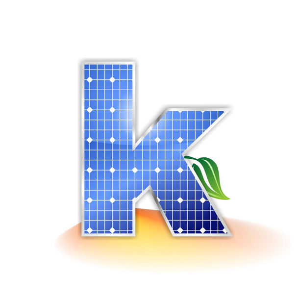 Solar panels texture, alphabet lowercase letter k icon or symbol - Photo, Image