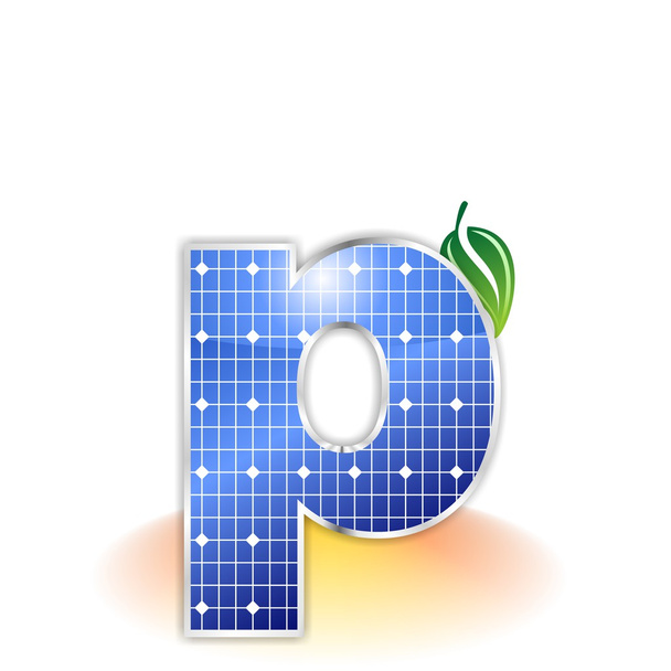 太陽電池パネルのテクスチャ、アルファベットの小文字 p アイコンまたはシンボル - 写真・画像