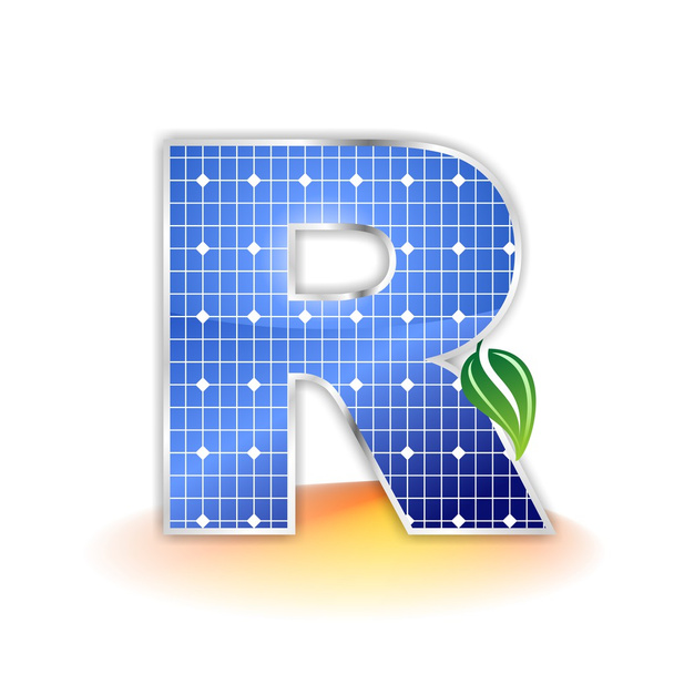 Textura de paneles solares, letra mayúscula del alfabeto R icono o símbolo
 - Foto, Imagen