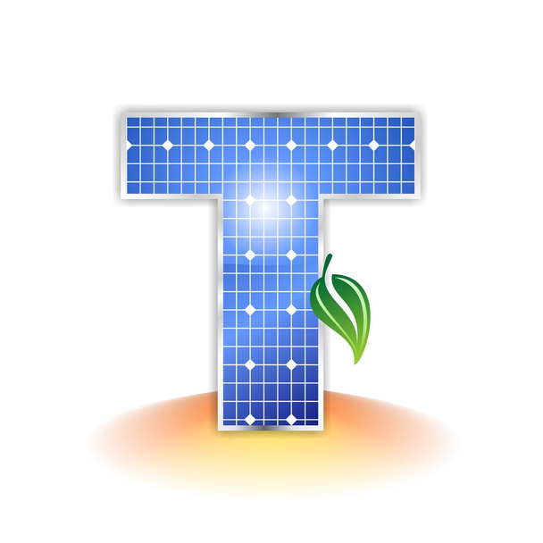 Solar panels texture, alphabet capital letter T icon or symbol - Photo, Image