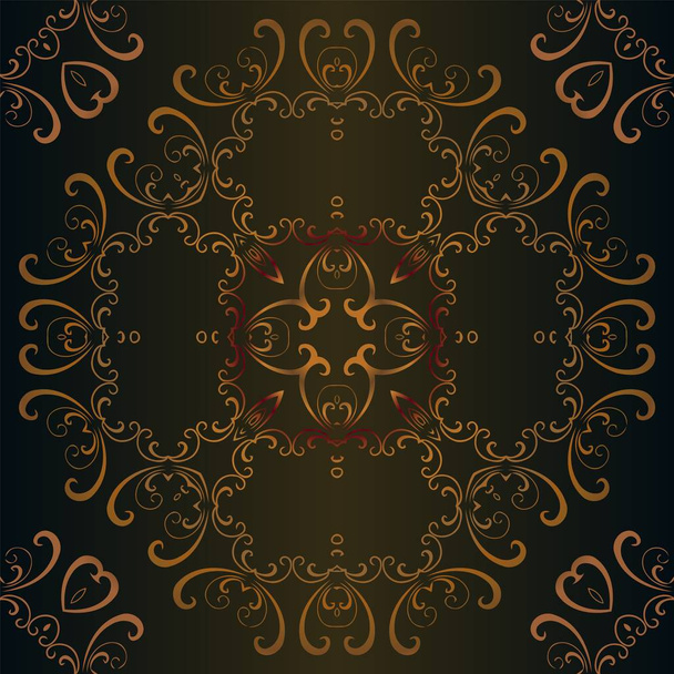 abstract tracery vintage pattern on a dark background - Vector, Image