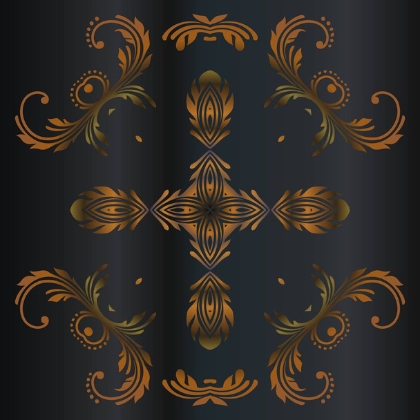abstract tracery vintage pattern on a dark background - Διάνυσμα, εικόνα