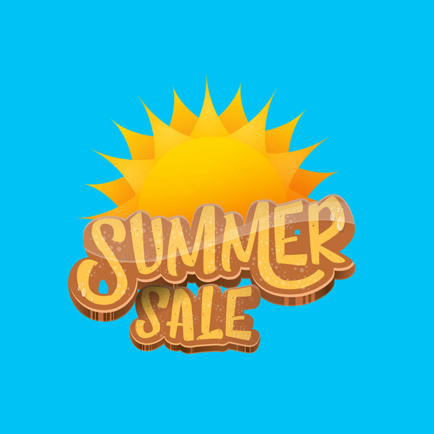 vector summer sale label or tag on blue sky background with sun. Summer sale poster or banner design template. - Vektor, Bild