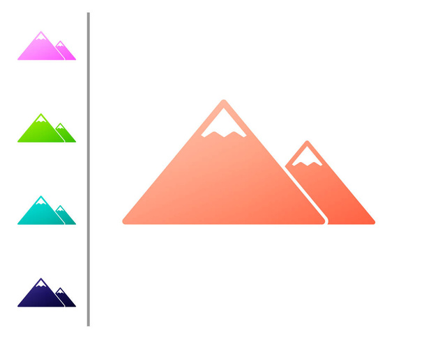 Koraal bergen icoon geïsoleerd op witte achtergrond. Symbool van overwinning of succes concept. Pictogram in kleur knoppen instellen. Vector illustratie - Vector, afbeelding