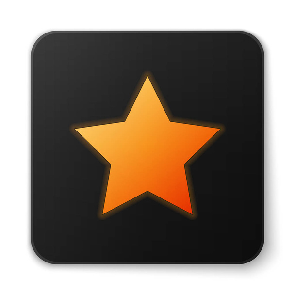 Orange glowing Star icon isolated on white background. Favorite, best rating, award symbol. Black square button. Vector Illustration - Vector, Image