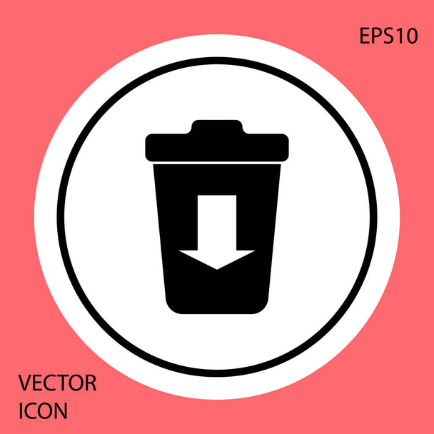 Negro Enviar al icono de la basura aislado sobre fondo rojo. Botón círculo blanco. Ilustración vectorial
 - Vector, Imagen