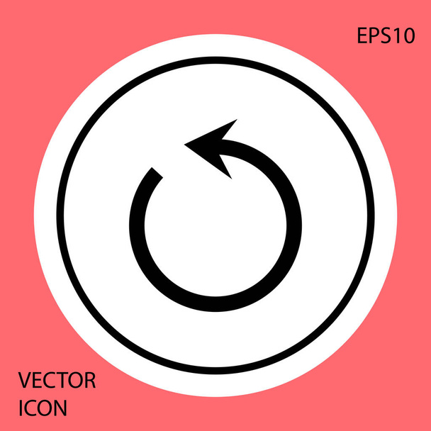 Fekete frissítés ikon izolált vörös háttér. Reload szimbólum. Elforgatás nyíl kör alakú előjellel. Fehér kör gomb. Vektoros illusztráció - Vektor, kép