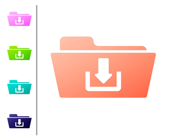 Coral Folder icono de descarga aislado sobre fondo blanco. Establecer iconos de color. Ilustración vectorial
 - Vector, imagen