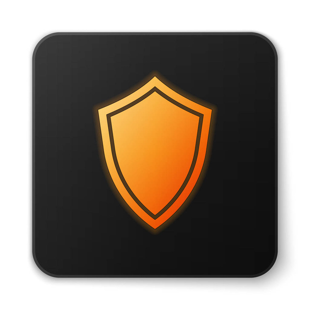Narancs izzó pajzs ikon izolált fehér háttér. Védőjel. Lapos kialakítás. Fekete négyzet gombot. Vektoros illusztráció - Vektor, kép