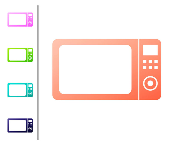 Coral Micmicrowave oven icon isolated on white background. Бытовая техника icon.Set цветные иконки. Векторная миграция
 - Вектор,изображение