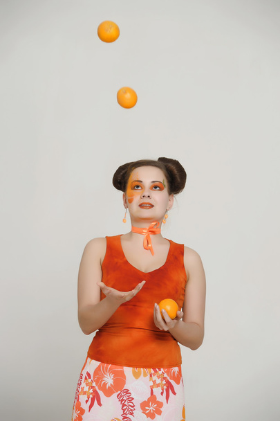 Girl in an orange dress - Photo, image
