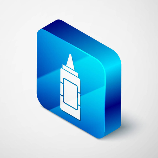 isometrisches Senfflaschen-Symbol auf weißem Hintergrund. blauer quadratischer Knopf. Vektorillustration - Vektor, Bild