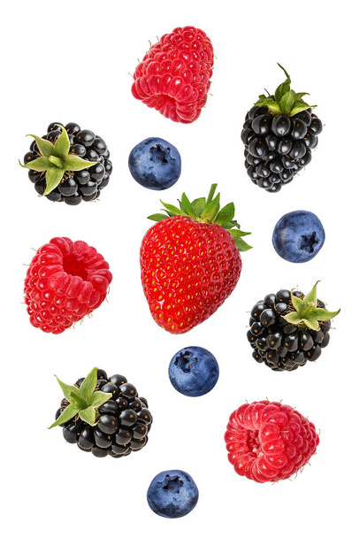 Collection of fresh berries isolated on white background - Photo, Image