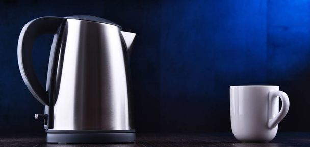 Stainless steel electric cordless kettle of one litre capacity - Photo, Image