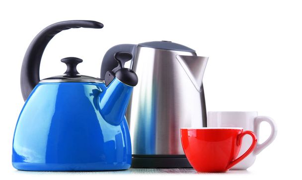 stovetop kettle with whistle and electric cordless kettle - Photo, Image