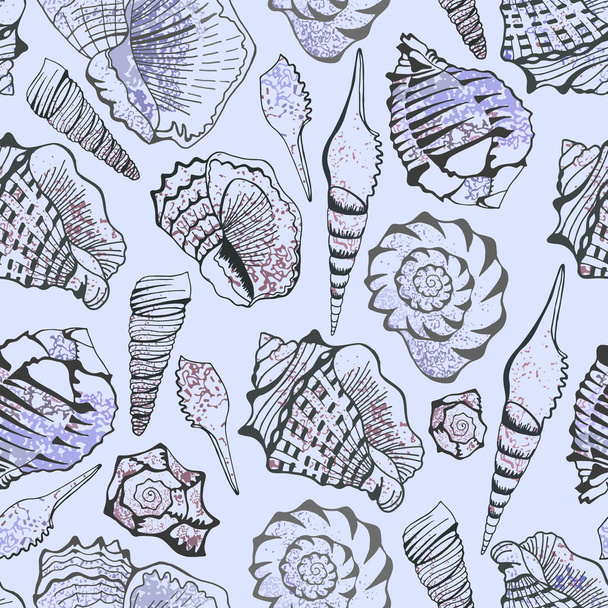 sea shell design - seamless pattern - Vector, Image