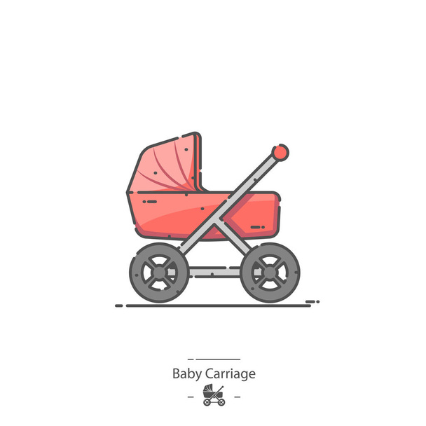 Baby Carriage - Line color icon - Vector, Image