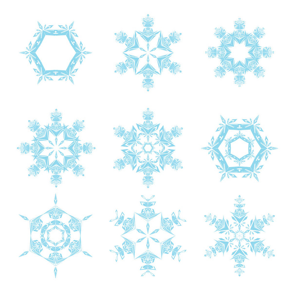 Набор векторных снежинок - Вектор,изображение