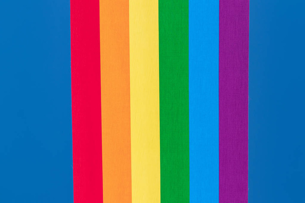 Rainbow backgrounds fabric. Closeup of rainbow linen canvas with - Photo, Image