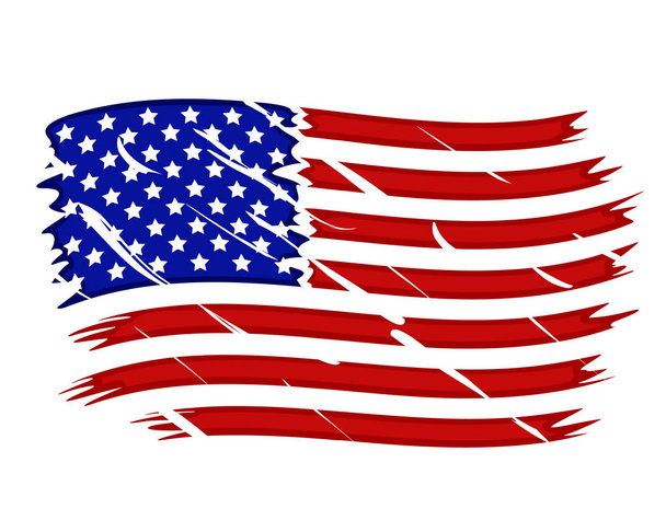 ΗΠΑ σημαία κοντινό πλάνο σε ένα λευκό, απομονωμένο. - Διάνυσμα, εικόνα