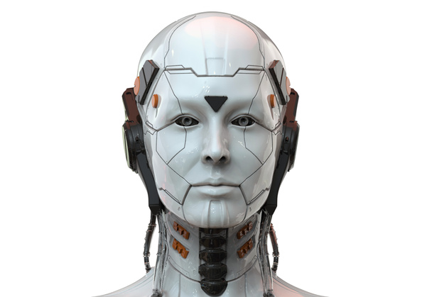 Robot nő, sci-fi Android női mesterséges intelligencia háttér 3D render - Fotó, kép