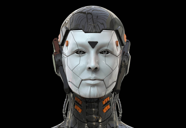 Mulher robô, sci-fi android feminino inteligência artificial fundo 3d render
 - Foto, Imagem
