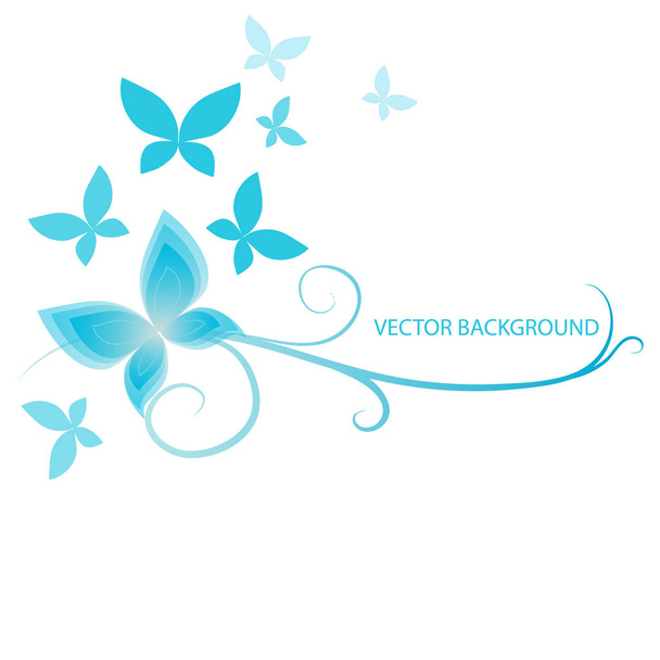 background with  blue butterflies - Wektor, obraz