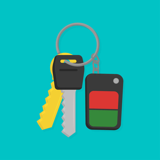 car keys in flat on blue background - Vector, Image