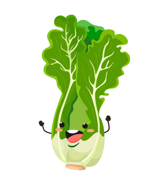Sla in een cartoon stijl. Verse sla salade. Vector illustratie op witte achtergrond. - Vector, afbeelding