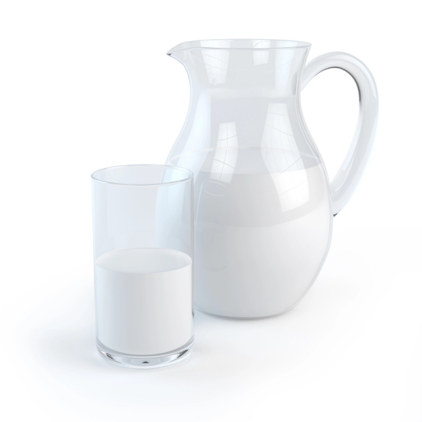Кувшин и стакан молока
 - Фото, изображение