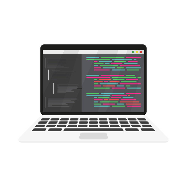 work coding and programming on a laptop - Vector, Image