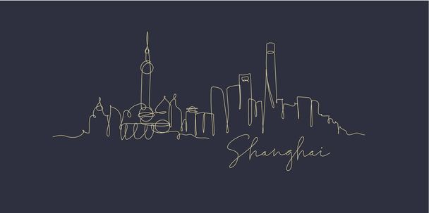 Tollvonal sziluettje Shanghai sötétkék - Vektor, kép