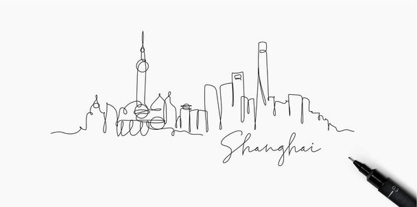 Linha de caneta silhueta Shanghai
 - Vetor, Imagem