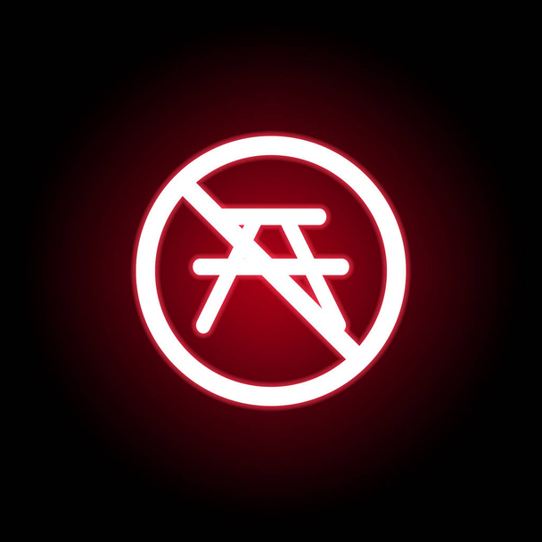 Forbidden chair icon in red neon style. Can be used for web, logo, mobile app, UI, UX  - Vector, Image