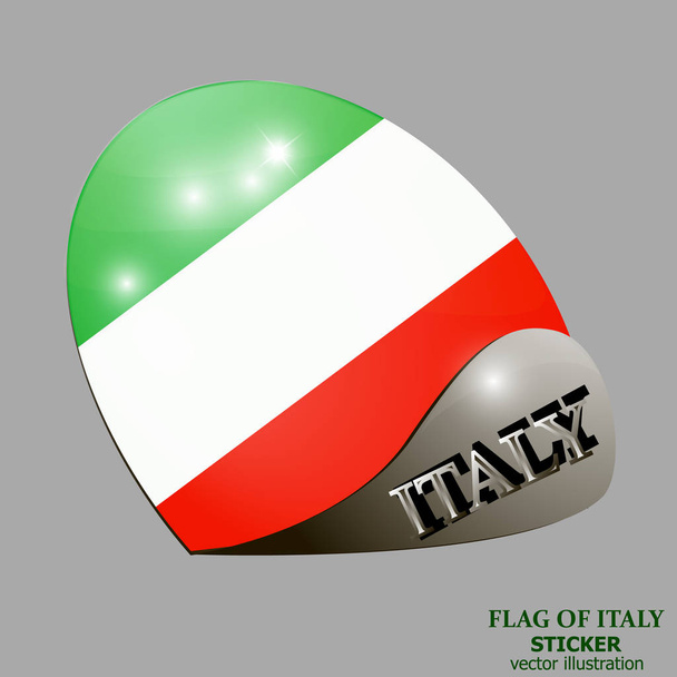 Bright sticker with flag of Italy. Happy Italy day button. Bright illustration with flag. - Vector, Image