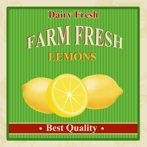 Vintage farm fresh lemons poster - Vector, Image