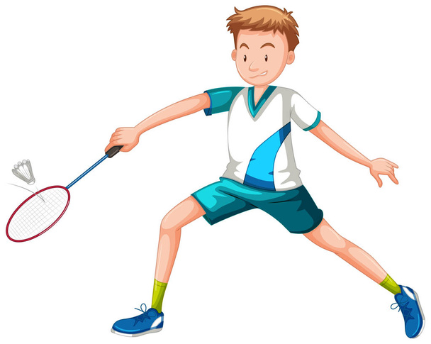Muž hrající tenis na bílém pozadí - Vektor, obrázek