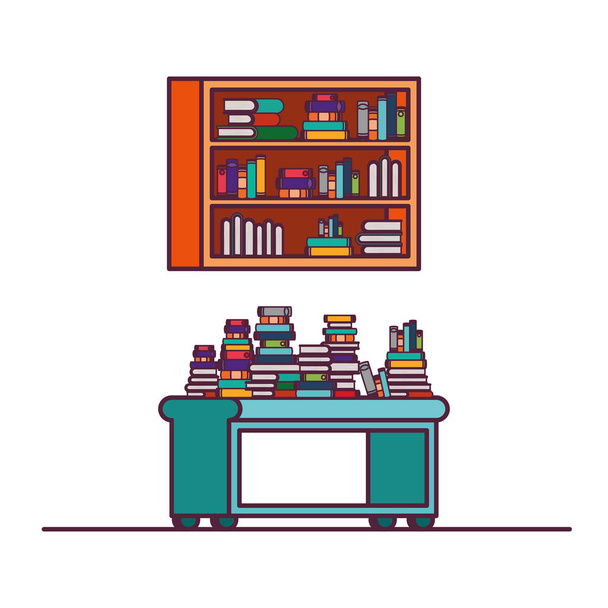 Regal mit Büchern auf weißem Hintergrund - Vektor, Bild