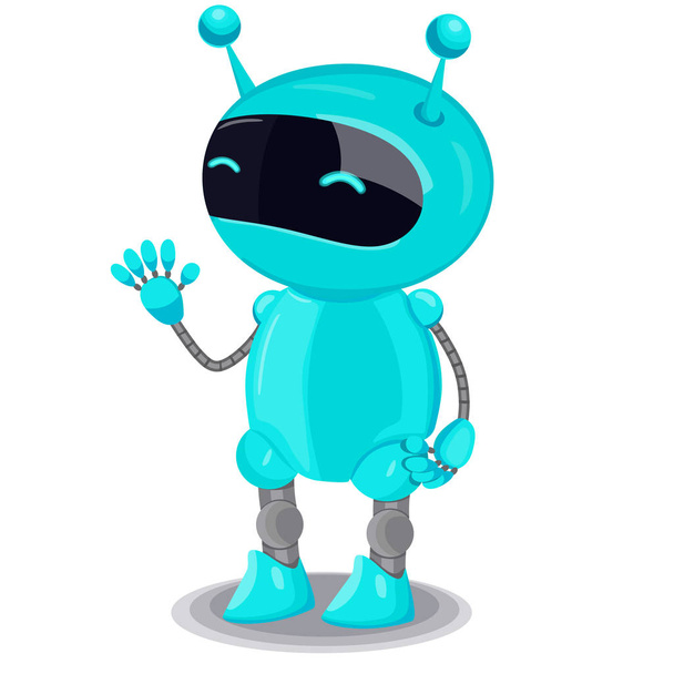 Blue cute robot isolated on white background. Vector graphics. - Vector, Image