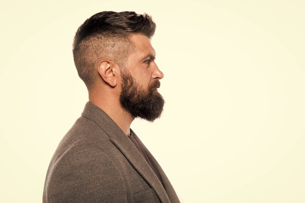 brutal caucasian hipster with moustache. Male fashion. Facial care. Mature hipster with beard. Bearded man. Bearded and stylish. copy space. Young and confident. serious man - Foto, Imagem
