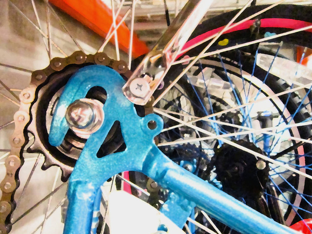 Szczegóły dotyczące budowniczego roweru w magazynie - Zdjęcie, obraz