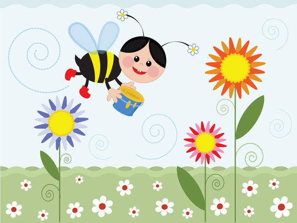 Bee on the meadow - Vektor, obrázek