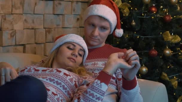 Slow Motion Couple Hugging Each Other In Christmas - Video