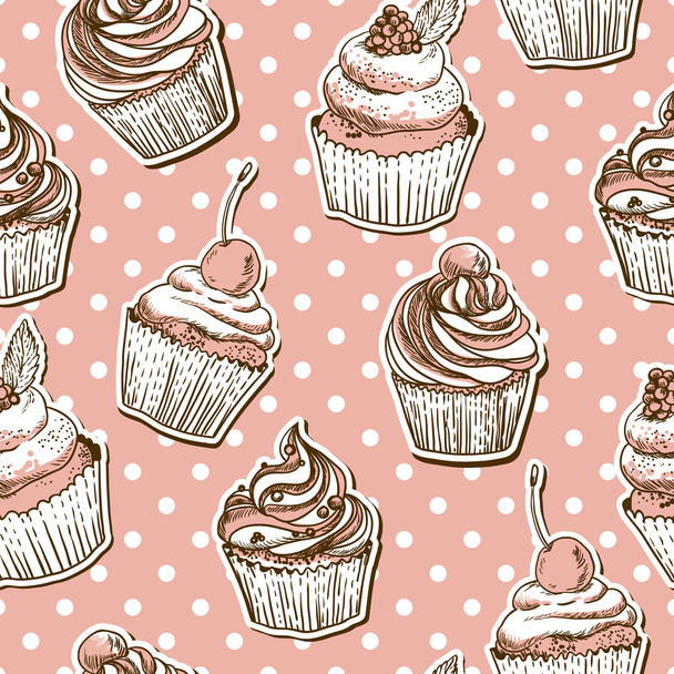 Seamless pattern with cakes - Vector, Image