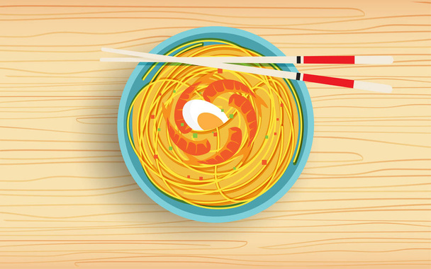 ramen on the wooden table - Vector, Image
