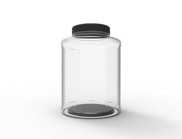 3d representación de un frasco de vidrio de plástico aislado sobre fondo blanco
 - Foto, imagen